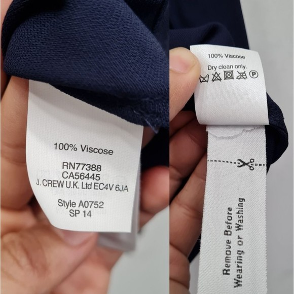 J. Crew Double Stripes Crepe Top Blouse Navy Womens Size 00 - Picture 12 of 16